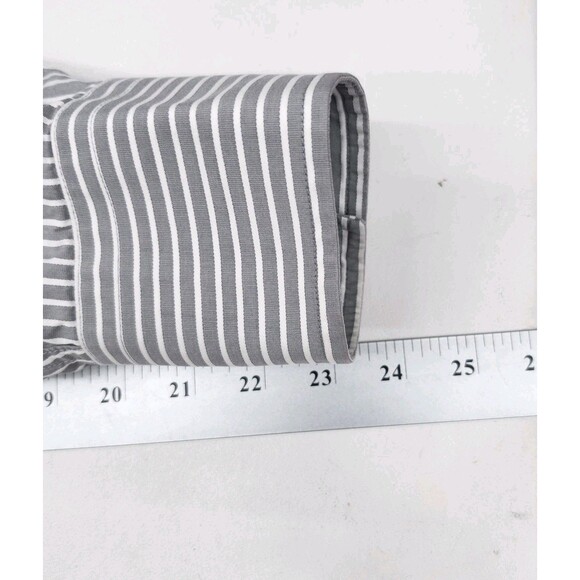 Abercrombie & Fitch Button Up Muscle Shirt Mens Medium Gray White Striped Casual - Picture 7 of 8